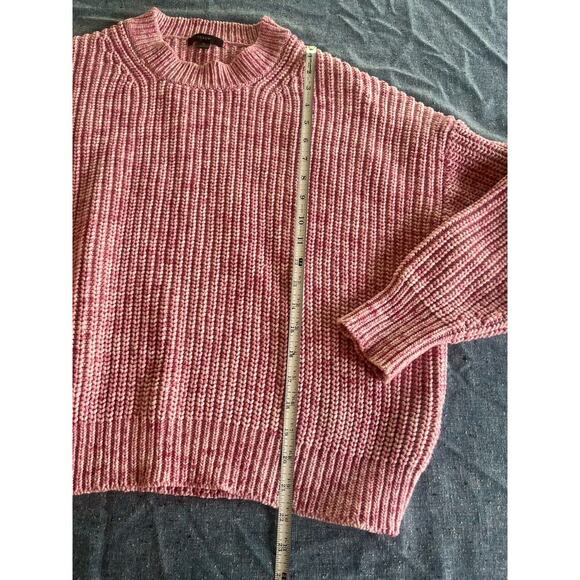 J Crew Sweater Womens Med Pink Cotton Blend Crew Neck Pullover Chunky oversized - Picture 4 of 6